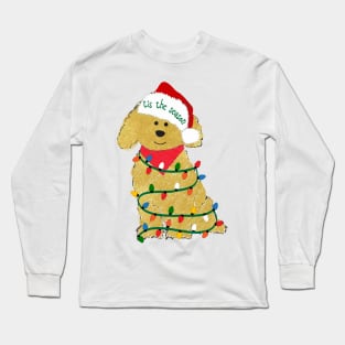 Cute Christmas Golden Doodle Puppy Long Sleeve T-Shirt